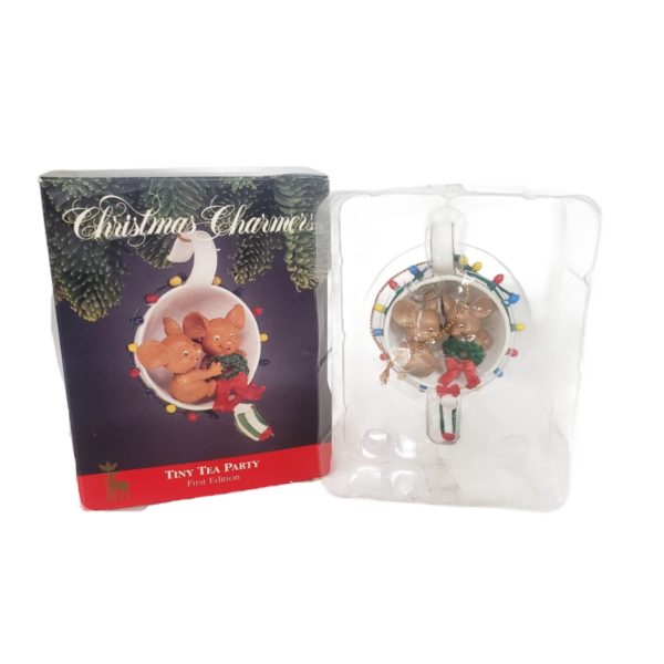 Vintage 1991 Santa's Best Christmas Charmers "Tiny Tea Party" 1st Edition Ornament