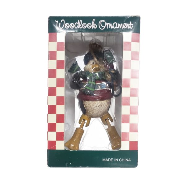 Woodlook Christmas Penguin Ornament Jointed Rustic Resin 5.5"