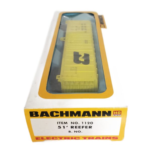 Vintage Bachmann HO Scale Yellow Reefer Burlington Northern Box Car 590508