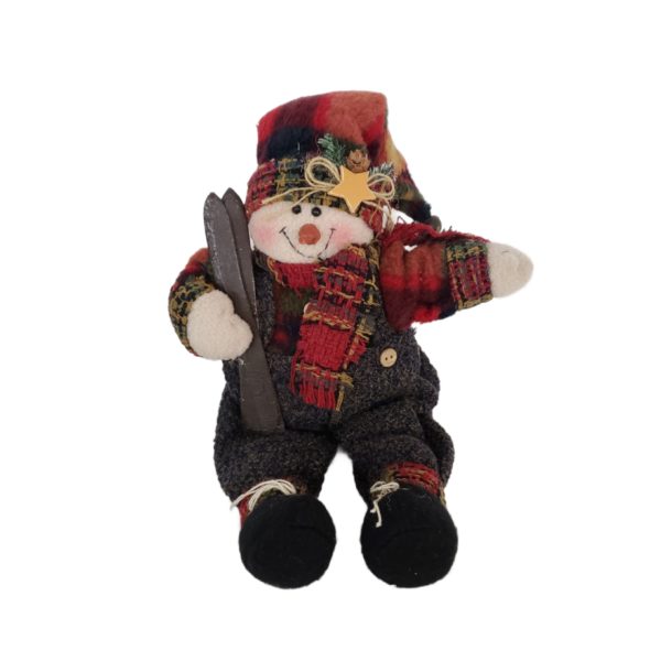 Rustic Snowman Holding Skis 12" Plush Wool Outfit by Granny's Item #470