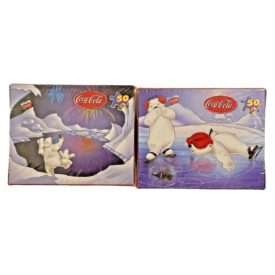 Coca-Cola Polar Bear Fireworks and Ice-skating Mini Puzzles 2 Box Set