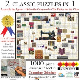 Puzzle Combos: "Counting the Stitches" 1000 Piece Crossword Jigsaw Puzzle By Sunsout