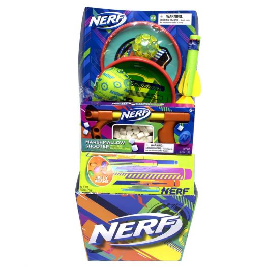 Nerf Marshmallow Shooter Pre-made Gift Basket with Assorted Toys & 2.6 Ounce Jelly Beans, by Frankford