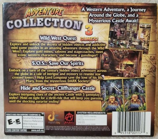 Adventure Collection: Wild Wild Quest / S.O.S.: Save Our Spirits / Hide and Secret: Cliffhanger Castle (CD PC Game)