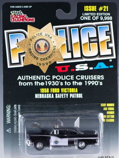 1998 Racing Champions Police 1956 For Victoria Nebraska Safety Patrol Car #21 Diecast 1:60 Scale