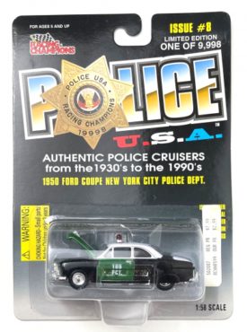 1998 Racing Champions Police 1950 Ford Coupe New Your City Police Dept #8 Diecast 1:58 Scale