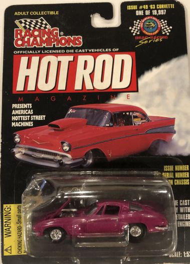 1997 Racing Champions Hot Rod Mag 1963 Corvette Pink Diecast 1:53 Scale