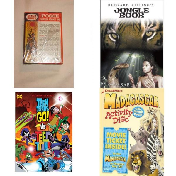 DVD Children's Movies 4 Pack Fun Gift Bundle: Cats & Dogs  Jungle Book  Teen Titans Go! Vs. Teen Titans  Madagascar Activity Disc