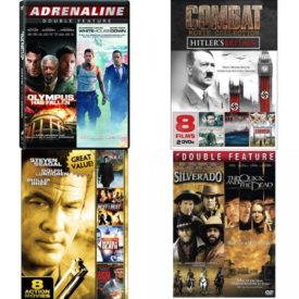 DVD Assorted Multi-Feature Movies 4 Pack Fun Gift Bundle: Olympus Has Fallen / White House down - Set  8-Film Combat Collection  8-Movie Action Pack V.3  QUICK THE DEAD SILVERADO-QUICK THE DEAD SILVERADO