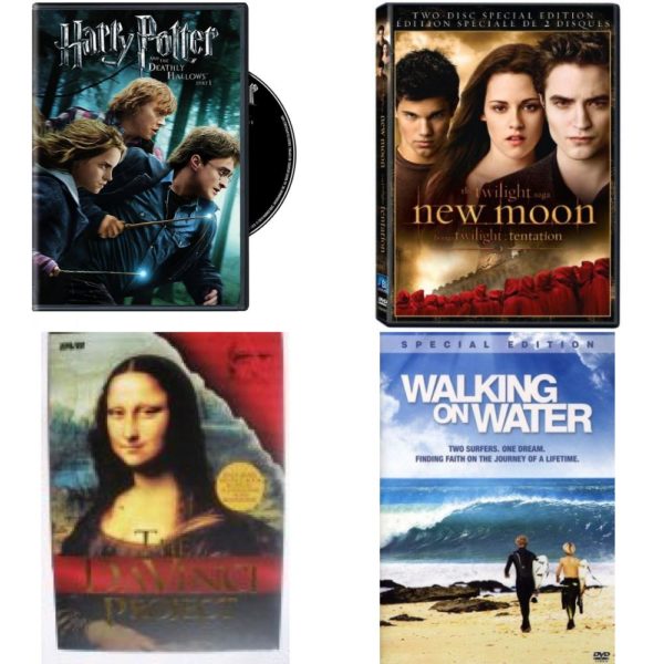 DVD Assorted Movies 4 Pack Fun Gift Bundle: Harry Potter and the Deathly Hallows, Part 1  SUMMIT BY WHITE MOUNTAIN The Twilight Saga New Moon 2 Disc Special Edition   The Da Vinci Project Boxed Set  Walking on Water