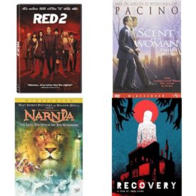 DVD Assorted Movies 4 Pack Fun Gift Bundle: Red 2  Scent of a Woman    The Chronicles of Narnia: The Lion, the Witch and the Wardrobe Widescreen Edition  Recovery