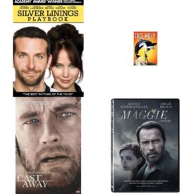 DVD Assorted Movies 4 Pack Fun Gift Bundle: Silver Linings Playbook  Free Willy 10th Anniversary BigFace    Cast Away  Maggie 2015