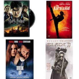 DVD Assorted Movies 4 Pack Fun Gift Bundle: Harry Potter and the Deathly Hallows Part 2  The Karate Kid  Break Up    Blade II