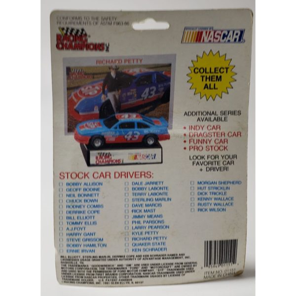 1991 Racing Champions Stock Car NASCAR Bill Elliot #89 w/Card & Stand