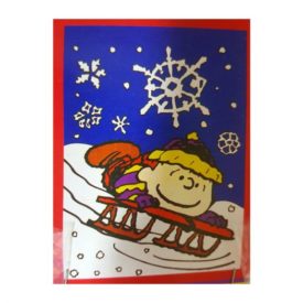 Peanuts Christmas Linus Sledding Decorative House Flag Indoor/Outdoor  28 x 40