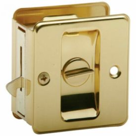 Ives Schlage P/N CP991B3 1-3/8" x 1-1/2" Privacy Pocket Sliding Door Lock Solid Bright Brass