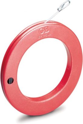 Gardner Bender EFT-50B Steel Fish Tape 50 ft. x ⅛ in. Flat Tape, Eyelet Tip, Light Weight, Smooth Release and Wind, Electrical Contractor Fishing Tape, Red