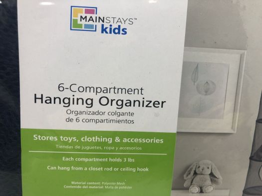 Mainstays Kids Hanging Organizer 6 Compartment Mesh Closet Stores Toys Clothing