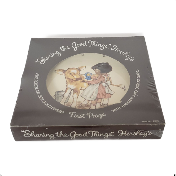 Vintage Hershey's "Sharing The Good Things FIRST PRIZE" Collector Plate Girl with Calf 7 1/8" Item No. 2895