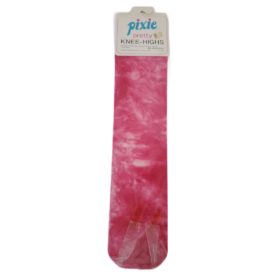 Vintage 1970 Bear Brand Hosiery Co. Pixie Pretty Sheer Nylon Knee-Highs Tie-Dye Hot Pink