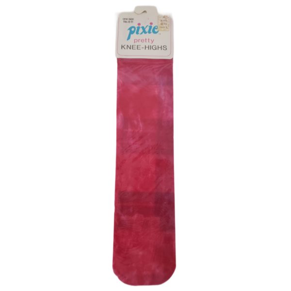 Vintage 1970 Bear Brand Hosiery Co. Pixie Pretty Sheer Nylon Knee-Highs Tie-Dye Hot Pink