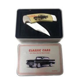 1957 Chevy Bel Air Sport Coupe Pocket Knife In Classic Car Tin