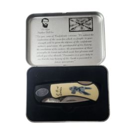CSA Collection Confederate Soldier Fighter Plus Pocket Knife In Tin