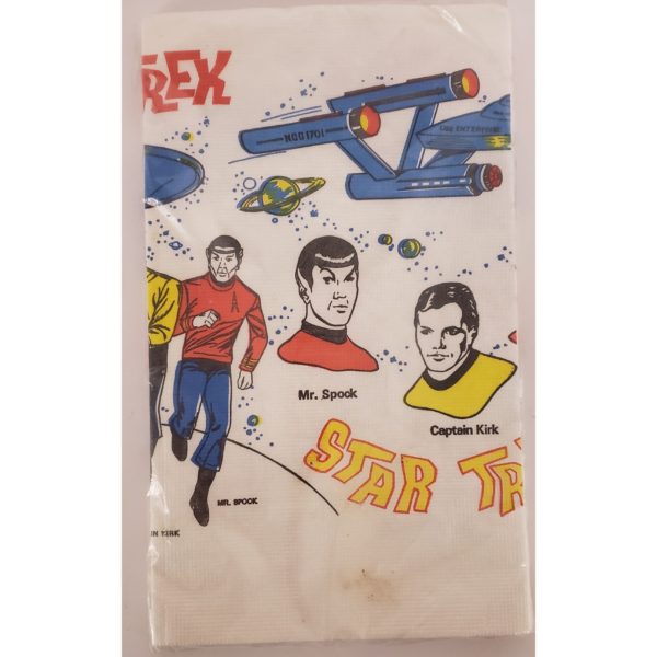 Vintage 1970 Tuttle Star Trek Paper Table Cover Spock Kirk McCoy 54 x 88 Inches