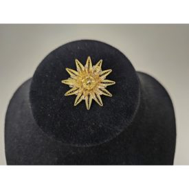 Vintage Gold Tone Filagree Bellflower Star Flower Pin 1 Inch