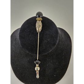Vintage Silver Tone Beaded Stick Pin Art Deco 4 Inch