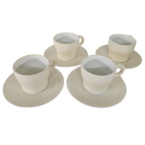 Michael Graves Cup & Saucer Set of 4 YELLOW With 4 Different Leaf Motifs