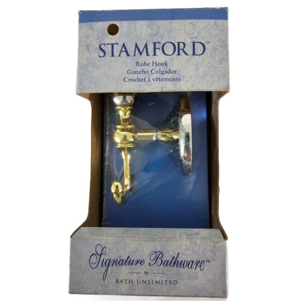 Stamford 18" Towel Bar & Robe Hook Set Chrome & Brass Finish, Signature Bathware by Bath Unlimited