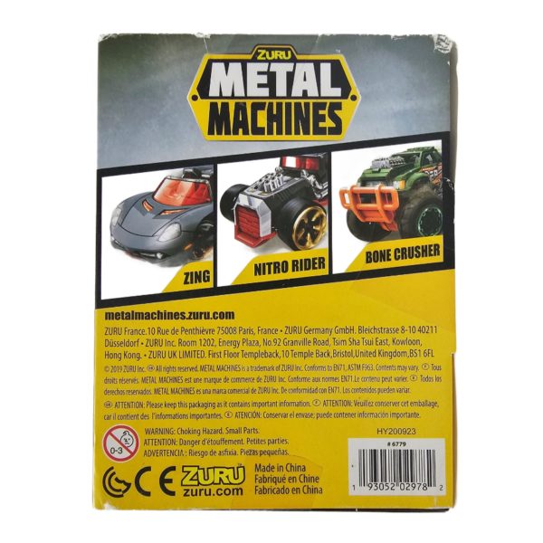 Zuru Metal Machines 1:64 Die Cast Cars 3-Pack - "Nitro Rider" Dragster, "Zing" Shark Car, "Bone Crusher" Monster Truck