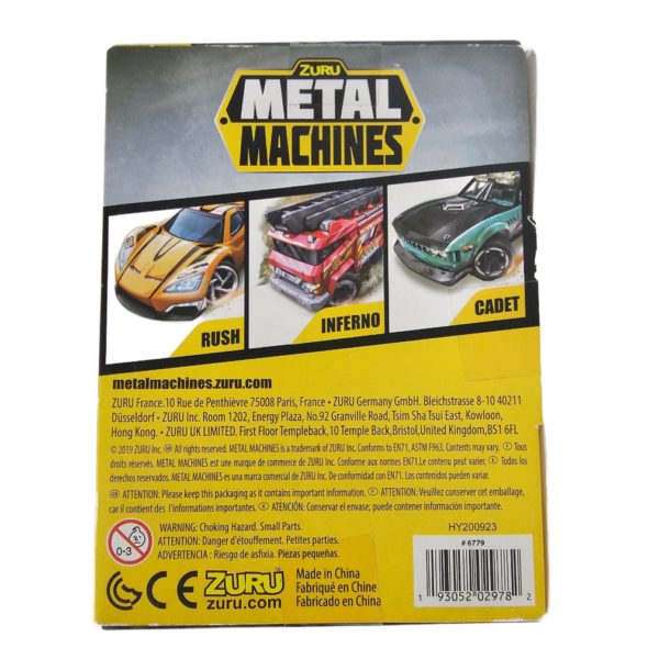 Zuru Metal Machines 1:64 Die Cast Cars 3-Pack - "Rush" High Perf, "Inferno" Fire Truck, "Cadet" Off-Road Car
