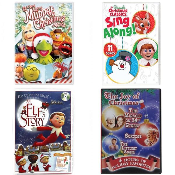 Christmas Holiday Movies DVD 4 Pack Assorted Bundle: It's a Very Merry Muppet Christmas Movie  Christmas Classics Sing-A-Long  An Elfs Story  Multi Christmas Features: The Joy Of Christmas, Miracle On 34th Street, Scrooge, The Littlest Angel