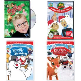 Christmas Holiday Movies DVD 4 Pack Assorted Bundle: A Christmas Story Full-Screen Edition  Wild Kratts: A Creature Christmas  Frosty the Snowman  Rudolph the Red-Nosed Reindeer