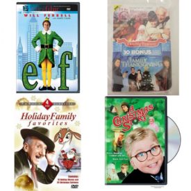 Christmas Holiday Movies DVD 4 Pack Assorted Bundle: Elf Infinifilm Edition  Double Feature 2-Disc Set I'lll be Home for Christmas & Family Thanksgiving  Holiday Family Classics  A Christmas Story Full-Screen Edition