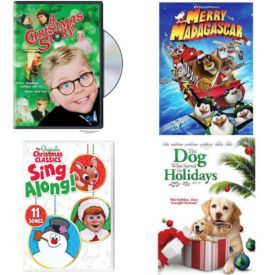 Christmas Holiday Movies DVD 4 Pack Assorted Bundle: A Christmas Story Full-Screen Edition  Merry Madagascar  Christmas Classics Sing-A-Long  The Dog Who Saved The Holidays