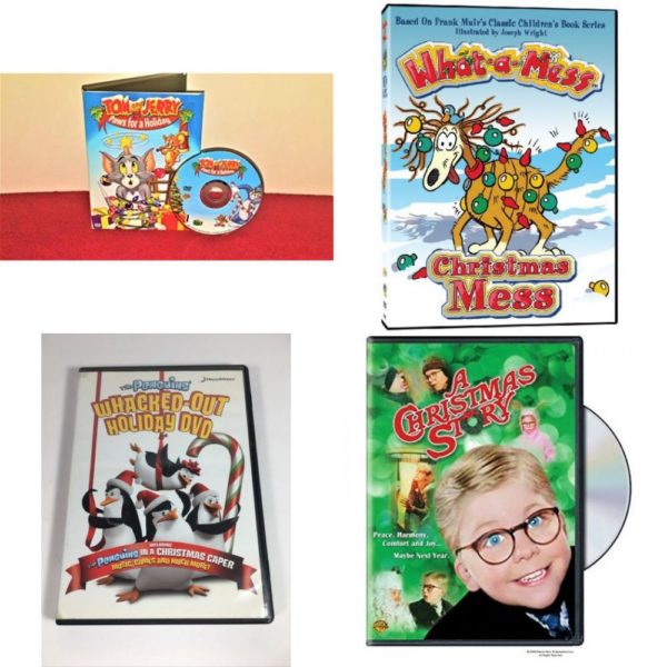 Christmas Holiday Movies DVD 4 Pack Assorted Bundle: TOM & JERRY: PAWS FOR A HOLIDAY  What-a-Mess: Christmas Mess  The Penguins Whacked-Out Holidays   A Christmas Story Full-Screen Edition