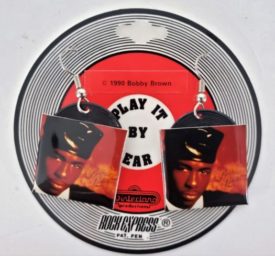 Vintage 1990 Bobby Brown Rock Express / Play It By Ear Album Cover Earrings (NOS)