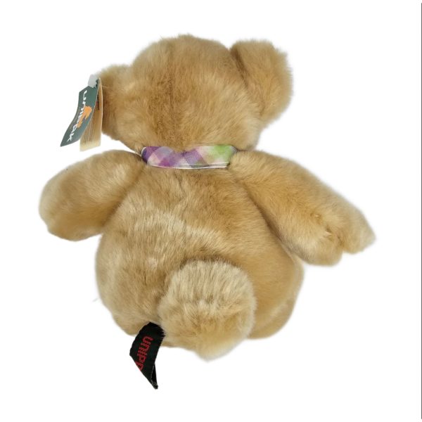 Unipak Designs Style 1907B Tan 11" Teddy Bear Multicolor Plaid Ribbon