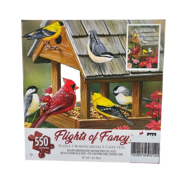 Flights of Fancy "Backyard Birds Fall Feast" 550 Piece Puzzle 24"x18"