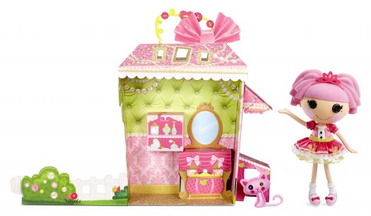 Lalaloopsy Doll Princess Jewel Sparkles with Pet Persian Cat Playset, 13" Doll with Changeable Pink Outfit and Shoes, in Reusable Play House Package, Toys for Girls Ages 3 4 5+ to 103
