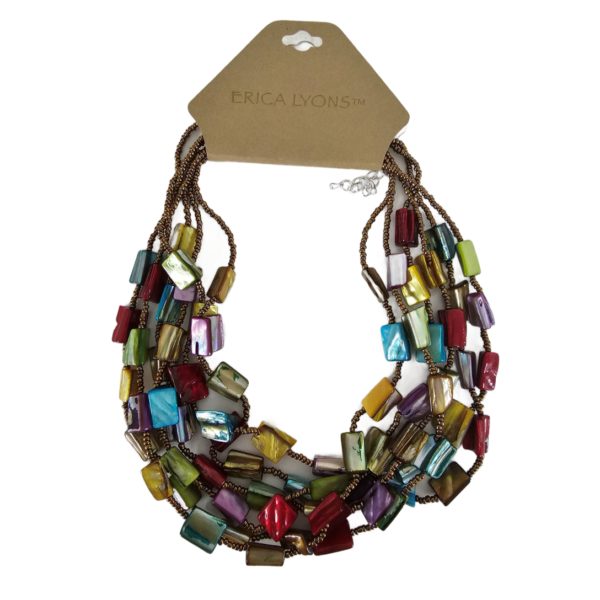 Erica Lyons Multi-colored Abalone Layered Stand Necklace 16 Inch w/ 3 Inch Extender