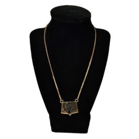 Vintage Gold Plated Men's Black Anchor Pendant Necklace 18 Inch