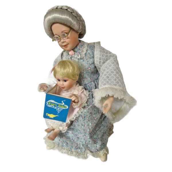Vintage 1991 Danbury Mint Porcelain Dolls "Once Upon A Time" 1800's Era Grandma and Child
