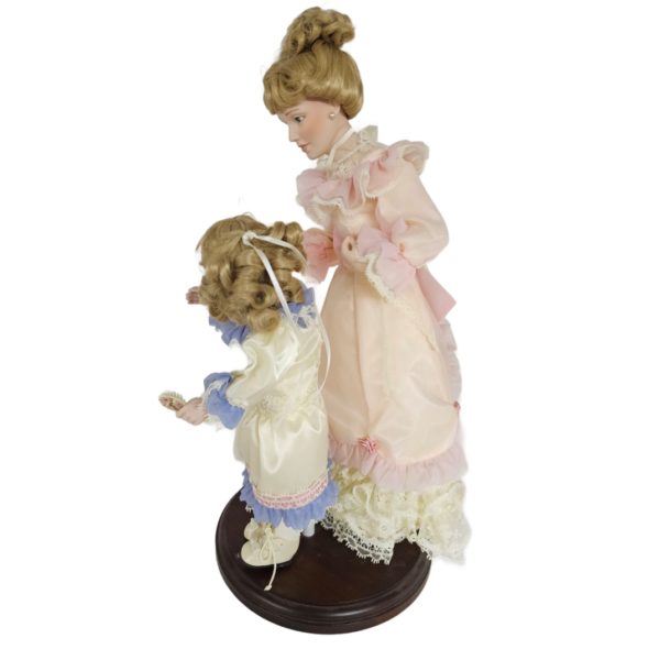 Vintage 1989 Danbury Mint "Mother's Loving Touch" Mother and Daughter Porcelain Doll Set