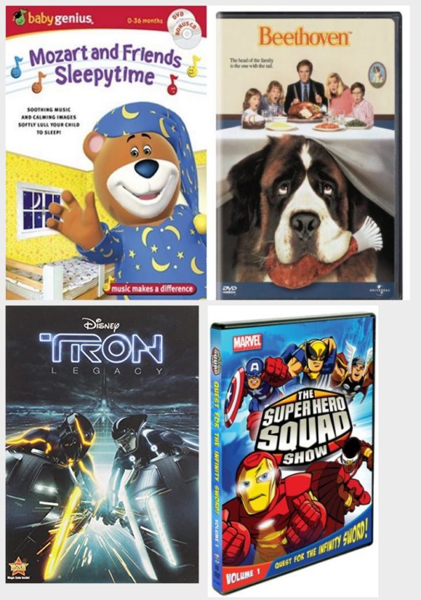 DVD Children's Movies 4 Pack Fun Gift Bundle: Baby Genius Mozart & Sleepytime Friends w/Bonus Music CD, Beethoven, Tron: Legacy, The Super Hero Squad Show, Vol. 1