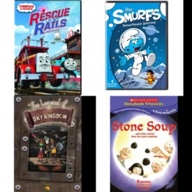 DVD Children's Movies 4 Pack Fun Gift Bundle: Thomas & Friends: Rescue on the Rails, Smurfs, The: Smurftastic Journey, The Legend of the Sky Kingdom, Stone Soup and other stories from the Asian Tradition