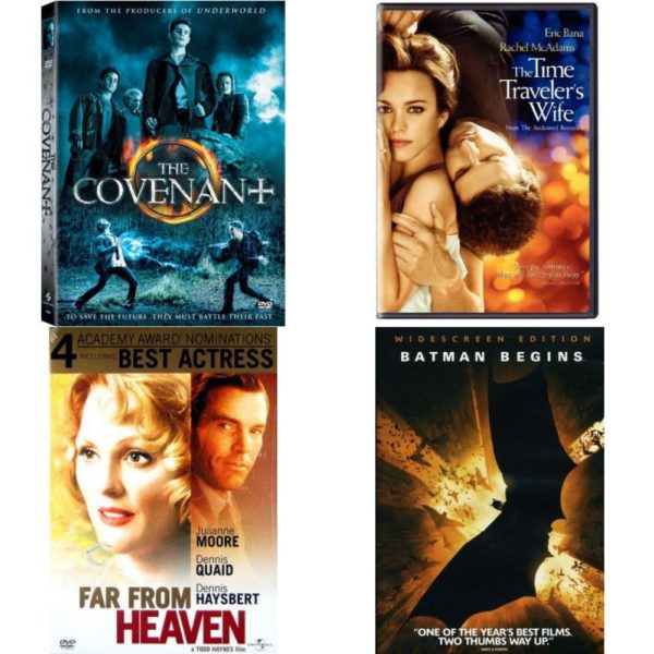DVD Assorted Movies 4 Pack Fun Gift Bundle: The Covenant  The Time Traveler's Wife  Far from Heaven  Batman Begins Single-Disc Widescreen Edition